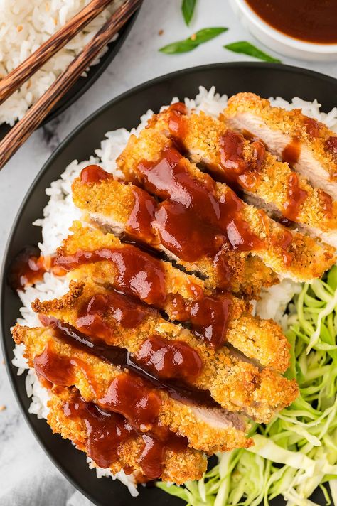 We took Japanese style chicken katsu and fried it in the air fryer for a delicious twist! Our air fryer chicken katsu turns out juicy, crispy, and perfect for drizzling with katsu sauce. Japanese Style Chicken, Air Fryer Chicken Katsu, Chicken Katsu Recipe, Katsu Sauce, Chicken Katsu Recipes, Air Fried Green Beans, Fried Breaded Chicken, Pretzel Crusted Chicken, Katsu Recipes