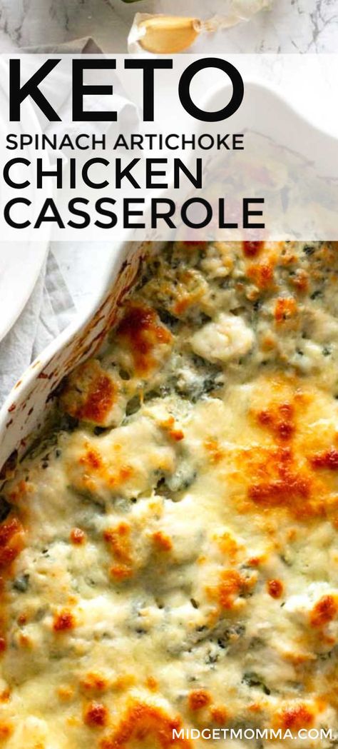 Spinach and Artichoke Chicken Casserole Recipe. If you love spinach stuffed chicken with artichokes or you love spinach artichoke dip then you are going to LOVE this spinach artichoke chicken casserole! #midgetmomma #spinach #artichoke #chicken #casserole Spinach And Artichoke Chicken, Spinach Artichoke Chicken Casserole, Tartiflette Recipe, Spinach Artichoke Chicken, Spinach Casserole, Chicken Casserole Recipe, Artichoke Chicken, Cheesy Casserole, Artichoke Recipes