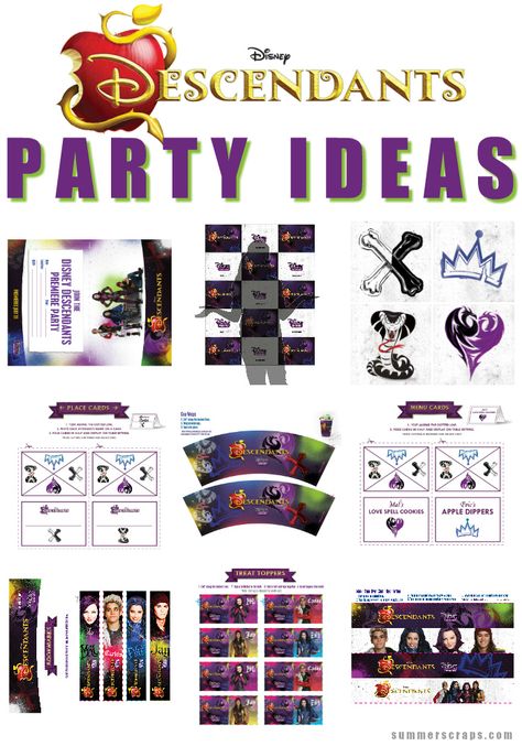 Descendants Gift Bag Ideas, Decendants Birthday Party Games, Descendants Food Ideas, Descendants Party Games, Descendants Decorations, Descendants Party Ideas, Descendants Games, Descendants Party Ideas Birthdays, Disney Descendants Party