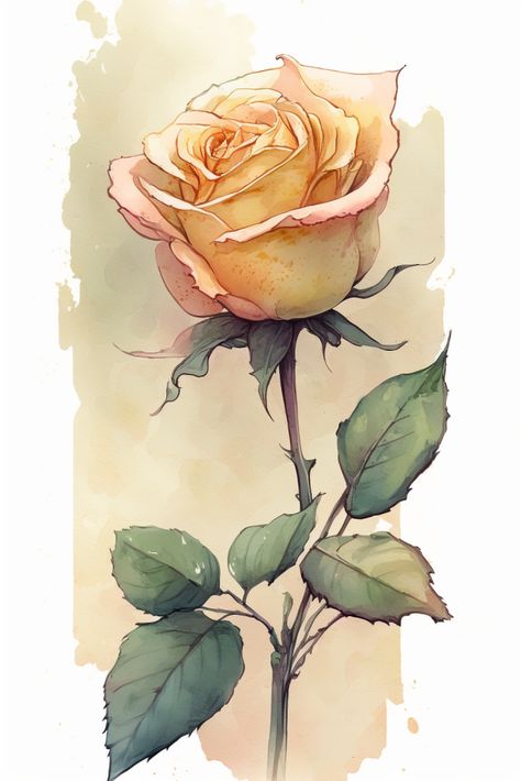 Drawing Of A Rose, Flower Draw, Watercolour Roses, Rose Journal, Scrapbook Backgrounds, Bird Paintings On Canvas, Painting Roses, Arte Aesthetic, Watercolor Face