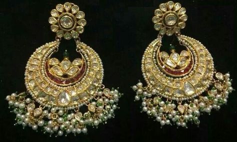 . Designer Wedding Jewelry, Diamond Earrings Indian, Vintage Indian Jewelry, Chand Bali, Rajputi Jewellery, Wedding Jewelry Sets Bridal Jewellery, Gold Jhumka Earrings, Indian Jewelry Earrings, Wedding Engagement Rings