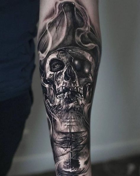 Pirate Themed Tattoos, Pirate Tattoo Ideas, Pirate Tattoo Sleeve, Pirate Sleeve, Tattoo Pirate, Ship Tattoo Sleeves, Pirate Skull Tattoos, Pirate Tattoos, Pirate Ship Tattoos