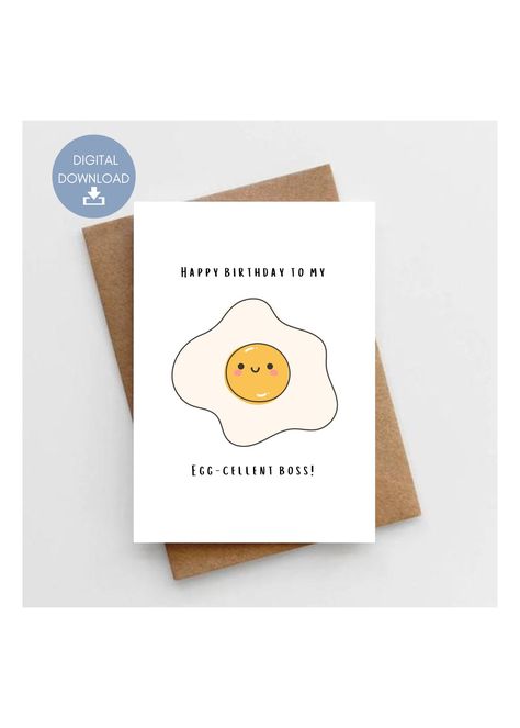 Excited to share this item from my #etsy shop: Happy Birthday To My Egg-Cellent Boss, Printable Birthday Card, Funny Egg Pun, Cute Card For Boss, Boss Appreciation, Instant Download Egg Birthday Card, Happy Birthday Boss Funny, Happy Birthday Fiance, Birthday Card For Boss, Happy Birthday Teacher, Teacher Birthday Card, Fiance Birthday Card, Greeting Cards For Teachers, Birthday Card Puns