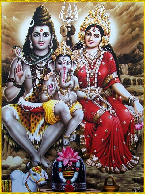 Shiv Parvati, Shiva Family, Lord Shiva Family, Shiva Art, Hindu God, Lord Shiva, Namaste, Shiva, Size 12