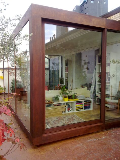 #corten #steel #cor-ten Corten Steel Extension, Corten Extension, Steel Extension, Building Extension, Yard Project, Outside Living, Corten Steel, House Extensions, Roof Design