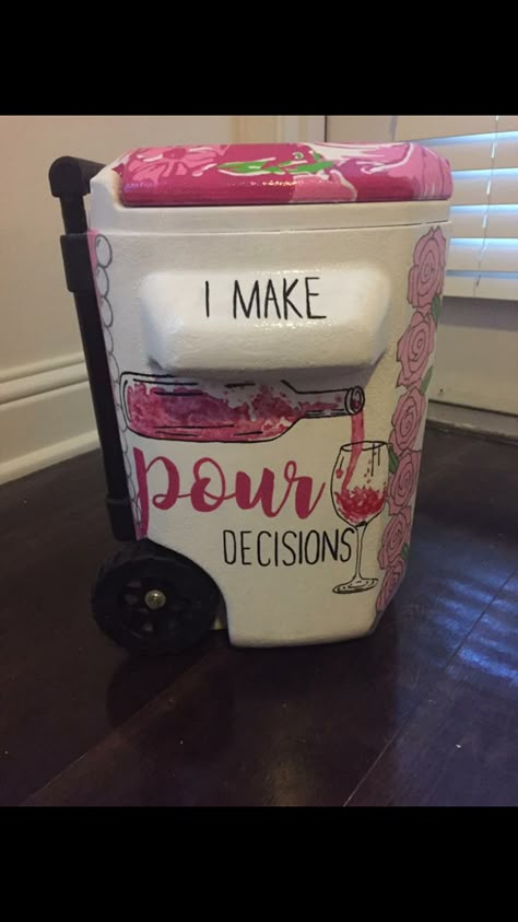 Canvas Sorority, Sorority Coolers, Formal Cooler Ideas, Fraternity Coolers, Diy Cooler, Big Little Sorority, Custom Cooler, Frat Coolers, Cooler Painting