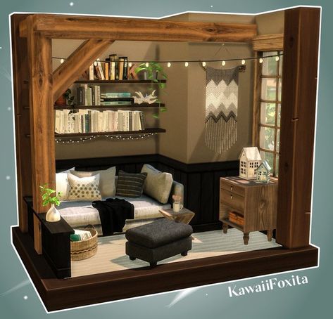 Sims 4 Room Ideas, Sims 4 Loft, Cosy Reading Nook, Sims 4 Room, Sims 4 Rooms, The Sims 4 Mod, Cosy Reading, Sims 4 Inspiration, Sims House Ideas