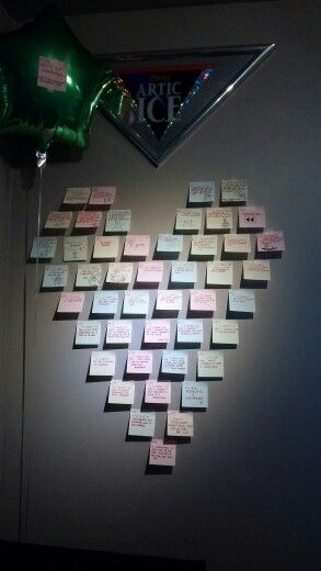 This was for my boyfriend's coming home surprise. I used about 50 post-its, and instead of saying the generic things like you're nice, smart, kind. I wrote the things I wouldn't be without him. The things i wouldn't experience without him. The things that made me appreciate the little things. He loved it, and I'm hoping it would for you guys as well :)  be creative~ Surprise Boyfriend Gifts, Best Birthday Surprises, Surprise Boyfriend, Birthday Surprise Boyfriend, Birthday Crafts, Birthday For Him, Ideas Birthday, The Perfect Guy, Birthday Diy