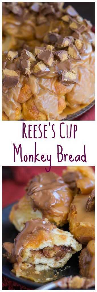 Reese’s Monkey Bread, Baking Ideas Bread, Peanut Butter Cup Monkey Bread, Monkey Breads, Breakfast Casserole With Bread, Butter Desserts, Chocolate Peanutbutter, Mini Monkey, Simple Baking