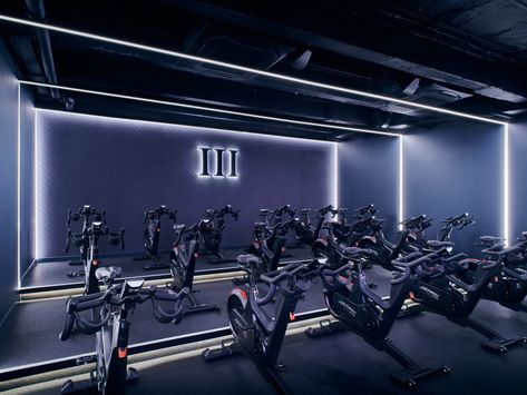 Clip in and clear your mind in our cycle studios. Spin Studio Design Ideas, Gym Interiors, Cycle Studio, Gym Architecture, Third Space, Cycling Studio, Boutique Fitness, Gym Design Interior, Spin Studio