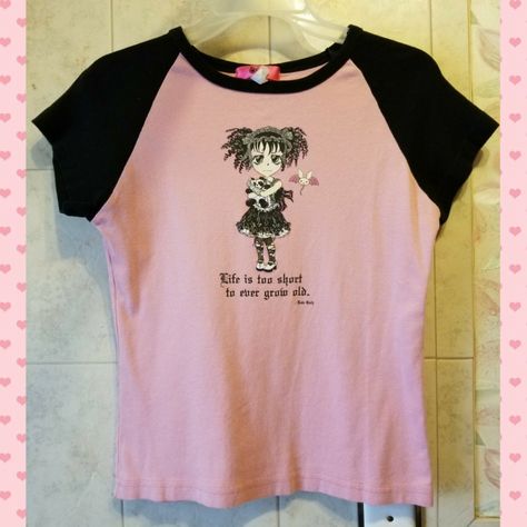 Early 2000s Hot Topic (Doe) shirt. pics from sarahbelle89 on depop. Pet Bat, Panda Teddy, Hot Topic Shirts, Bat Flying, 2000s Clothing, Goth Baby, Alt Clothes, Goth Shirt, 2000s Fashion Outfits