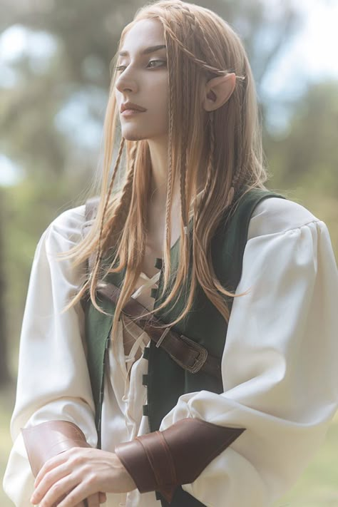 Elf Oc, Elven Hairstyles, Elf Archer, Elf Hair, Fantasy Elf, Elf Man, Elf Cosplay, Zelda Cosplay, Figure Poses