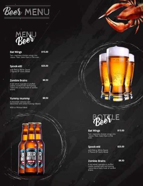 Bar Events, Beer Menu, Social Media Posting Schedule, Menu Book, Social Media Schedule, Beer Bar, Online Ads, Custom Fonts, Menu Template