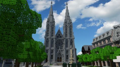 Notre Dame de l'Assomption Cathedral, Clermont-Ferrand Minecraft Project Minecraft Notre Dame, Relaxing Game, Minecraft Inspiration, Minecraft City, Minecraft Plans, Minecraft Map, Minecraft Games, How To Play Minecraft, Minecraft Buildings