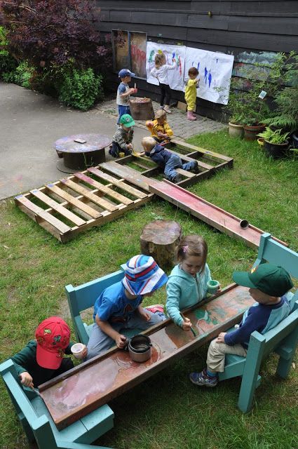 Stomping in the Mud -- love this outdoor play & learning area! Natural Play Spaces, Outdoor Play Space, Outdoor Learning Spaces, Outdoor Play Spaces, Play Garden, Outdoor Play Areas, Kids Outdoor Play, Sensory Garden, Natural Playground