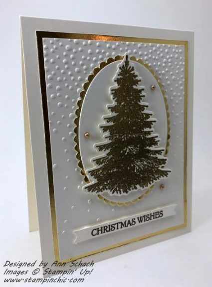 Paper Players 413: Easy Elegant Christmas Card - The Stampin' Schach Stampin Up Weihnachten, Christmas Card Tutorials, Stamped Christmas Cards, Winter Woods, Simple Christmas Cards, Paper Smooches, Wood Card, Homemade Christmas Cards, Stampin Up Christmas Cards