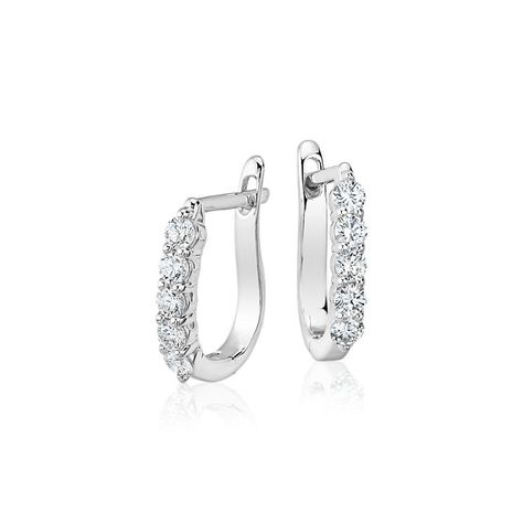 White Sapphire Earrings, White Gold Hoop Earrings, Round Diamond Earrings, White Gold Hoops, Sparkle Jewelry, Sparkly Earrings, Jewelry Essentials, Sparkle Earrings, Diamond Hoop Earrings