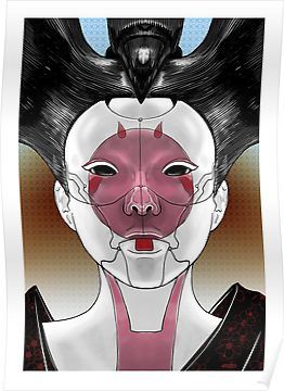 Ghost In The Shell Robot Geisha V1 Poster Robot Geisha, Japanese Stuff, Ghost In The Shell, Poster Designs, Futurism, Cyberpunk, Sale Poster, Deadpool, Science Fiction