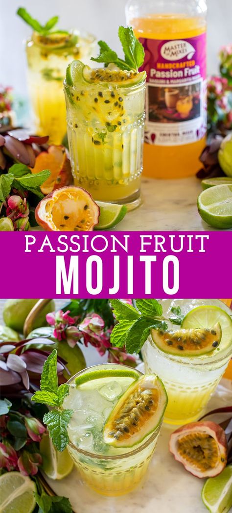 Passion Fruit Mojito Recipe, Fruit Mojito Recipe, Mojito Pitcher, Fruit Mojito, Yellow Passion Fruit, Passion Fruit Mojito, Passion Fruit Margarita, Fruit Margarita, Classic Mojito