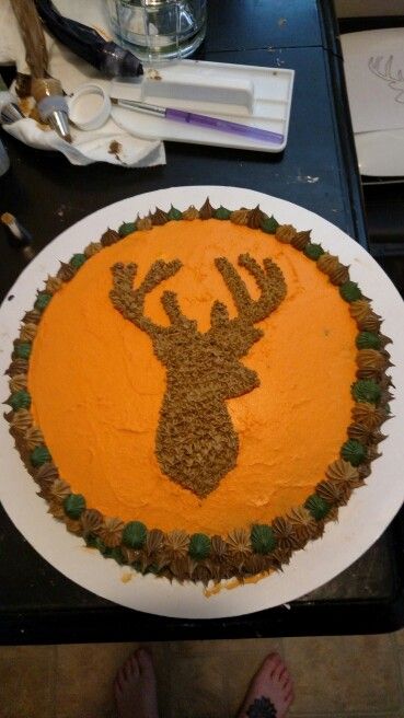 Deer Hunting Cake, Hunting Birthday Cakes, Orange Birthday Cake, Camo Cake, Hunting Cake, Deer Cakes, Hunting Birthday, Cute Birthday Cakes, Just Cakes