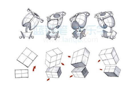 Robo Bean Anatomy, Box Method Drawing, Box Anatomy, Drawing Human Anatomy, Figure Drawing Tutorial, Art Anatomy, Perspective Drawing Lessons, Human Anatomy Drawing, Body Drawing Tutorial