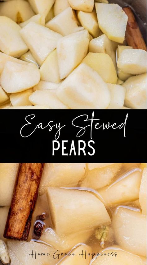 This stewed pears recipe is so easy. It’s simply chopped pears that are simmered with spices in a lightly sweetened syrup. Stewed pears are a delicious way to enjoy fresh pears over the cooler months. These are similar to poached pears, but they’re cooked in less liquid than poached pears. Stewed Pears Recipe, Stewed Pears, Pear Recipes Easy, Poached Pears Recipe, Pear Dessert Recipes, Fruit Presentation, Pear Dessert, Poached Pears, Pear Recipes