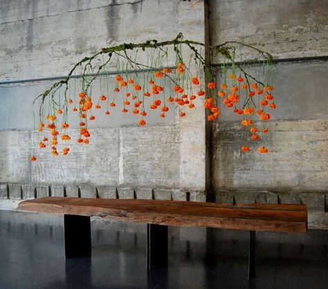 chinese lantern table hanging Hanging Centerpiece, Deco Nature, Flower Installation, Marigold Flower, Holiday Centerpieces, Hanging Flowers, Deco Floral, Arte Floral, Flower Farm