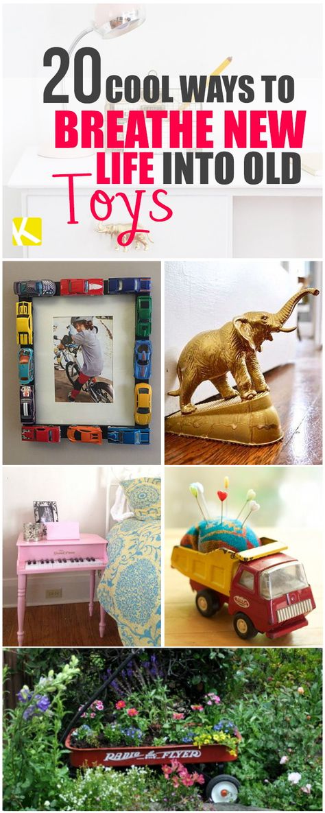 Before you throw away that toy soldier that’s been ignored for years (or replaced this past Christmas), consider repurposing it and other old toys. Here are 20 ideas to get you started. Diy Old Toys, Upcycle Toys, Upcycle Kids, Birthday Candle Holder, Recycled Toys, Best Toys, Krazy Coupon Lady, Toy Rooms, Recycled Crafts