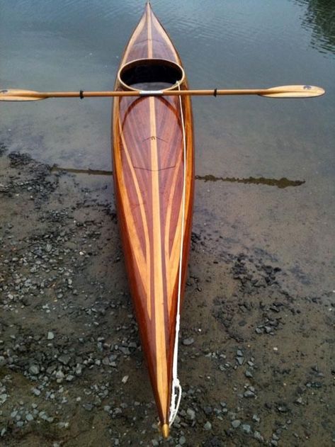 Guillemot "L" Strip-Built Sea Kayak: Great for Larger Paddlers! Wood Kayak, Wooden Kayak, Sea Kayak, Wooden Canoe, Classic Wooden Boats, Build Your Own Boat, Wooden Boat Plans, Volvo 850, Kayak Camping