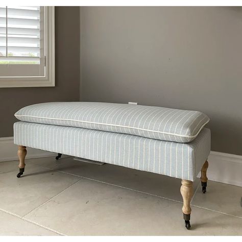 Canora Grey Chadwicks | Wayfair Concrete Kitchen Table, Bedroom Linen, Accent Bench, Ticking Fabric, Entry Hallway, Bench Designs, Linen Bedroom, Bench Upholstered, Unique Pillows