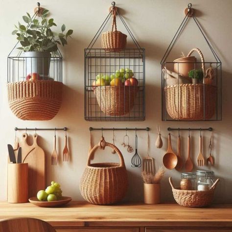 17 Wall Storage Ideas: Maximize Your Space with Style » HomeDecorFull Diy Basket Wall, Wall Storage Ideas, Diy Basket, Wall Storage, Baskets On Wall, Home Look, Storage Ideas, Wall Shelves, Living Area