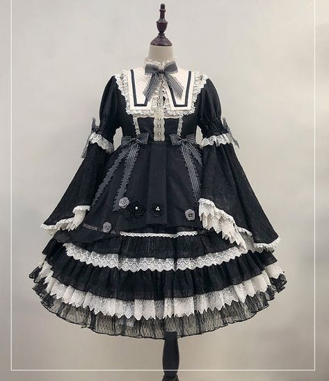 New Round Preorder Starts: Angel's Heart 【-The Mysterious Music In The Night-】 Gothic Lolita OP Dress ◆ Shopping Link >>> https://lolitawardrobe.com/angels-heart-the-mysterious-music-in-the-night-gothic-lolita-op-dress_p6814.html Gaun Abad Pertengahan, Op Dress, Lolita Outfits, Old Fashion Dresses, Kawaii Dress, Grunge Style, Kawaii Clothes, Cosplay Outfits, Gothic Lolita