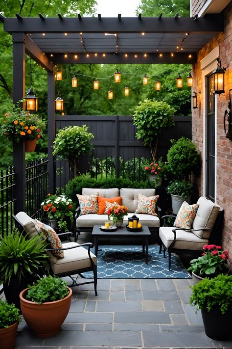 Outdoor Deck Decorating Ideas Cozy, Side House Patio Ideas, Outside Seating Area Covered, Backyard Patio Designs Covered, Pergola Seating Ideas, Backyard Lanai, Tropical Patio Ideas, Backyard Patio Designs Budget, Small Backyard Oasis