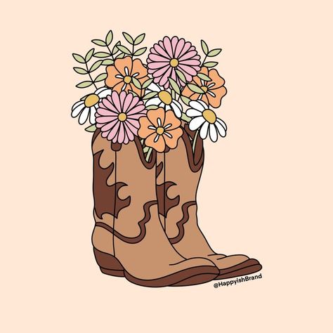 Tan Widget Aesthetic, Cowboy Boots And Flowers, Christmas Wallpaper Ipad, Cowgirl Nursery, Phone Wallpaper Boho, Floral Art Print, Boho Bouquet, Simple Phone Wallpapers, Cowboy Art