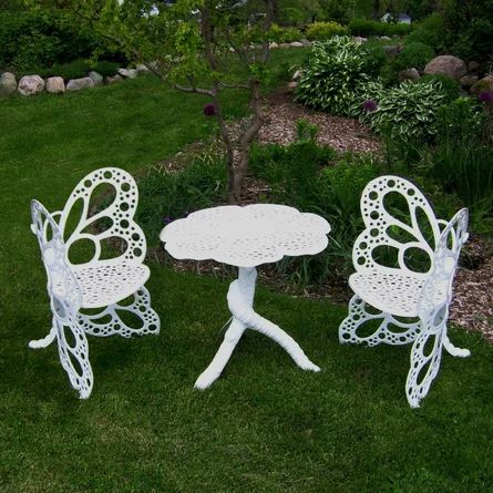 3 Piece Bistro Set, Wrought Iron Design, Bistro Furniture, Outdoor Patio Furniture Sets, Bistro Chairs, Olive Garden, Outdoor Patio Decor, Butterfly Chair, Garden Set