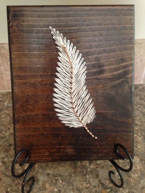 Anchor String Art, Feather String Art, Art Fil, Hantverk Diy, Leaf Projects, Nail String, String Wall Art, Nail String Art, String Crafts