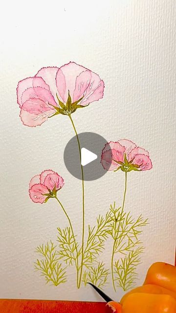 Nadia Sacchetto’s Watercolor Art on Instagram: "I’m looking forward to planting some beautiful cosmos this spring, and taking them and using them as a template for my paintings. It’s been unusually mild here this winter, which I’m not complaining about. Hopefully we’ll have an early Spring! Here is a mini time lapse real of some Monday night cosmos. Hope everybody had a wonderful day and thank you again for all the love and support. It really does motivate me. 💐😘💕

🌸🌸🌸🌸🌸🌸🌸🌸

Artist 👩‍🎨 - follow me for more @nadz1967 
Paints @winsorandnewton watercolour 1/2 pan paints 
Paper @artnfly 140lb cold pressed 
Brushes @silverbrushltd sizes 0,2,and 6 (velvet series)
all available on Amazon 😊

🌸🌸🌸🌸🌸🌸🌸🌸

#spring 
#mood 
#pink 
#flower 
#motivation 
#instamood 
#instalove 
#eveni Artist Tutorials, Motivate Me, Cosmos Flowers, Diy Watercolor Painting, Painting Templates, Spring Mood, Watercolor Flower Art, Watercolor Paintings Tutorials, Flower Doodles