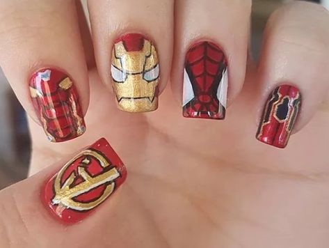 Avengers Nails, Marvel Nails, Sns Nails Designs, Coffin Nails Designs Summer, Witchy Nails, Cute Gel Nails, Super Nails, Disney Nails, Coffin Nails Designs