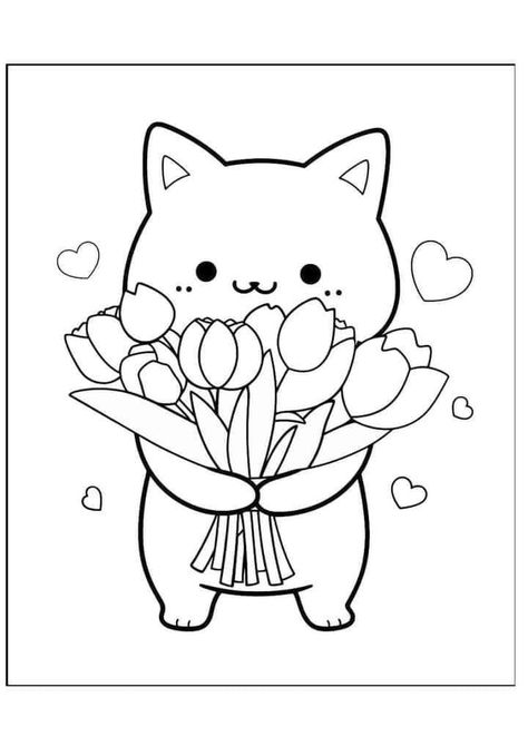 Cat Colouring Pages, Pusheen The Cat Coloring Pages, Cats Colouring Pages, Kawaii Cat Coloring Pages, Dog And Cat Coloring Page, Kittens Coloring, Forest Coloring Book, Enchanted Forest Coloring, Valentine Coloring Pages