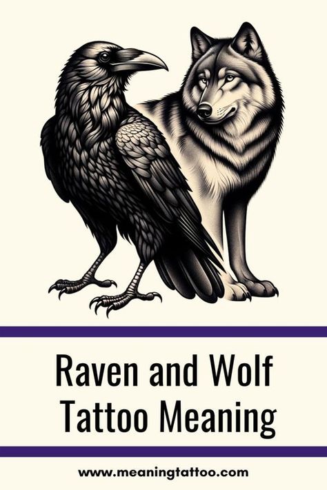 Wolf Raven Tattoo Design, Wolf And Crow Tattoo Design, Tattoo For Transformation, Wolf And Raven Tattoo Design, Crow Tattoo For Women Beautiful, Two Bird Tattoos For Women, Wolf And Crow Tattoo, Raven Wolf Tattoo, Raven And Wolf Tattoo