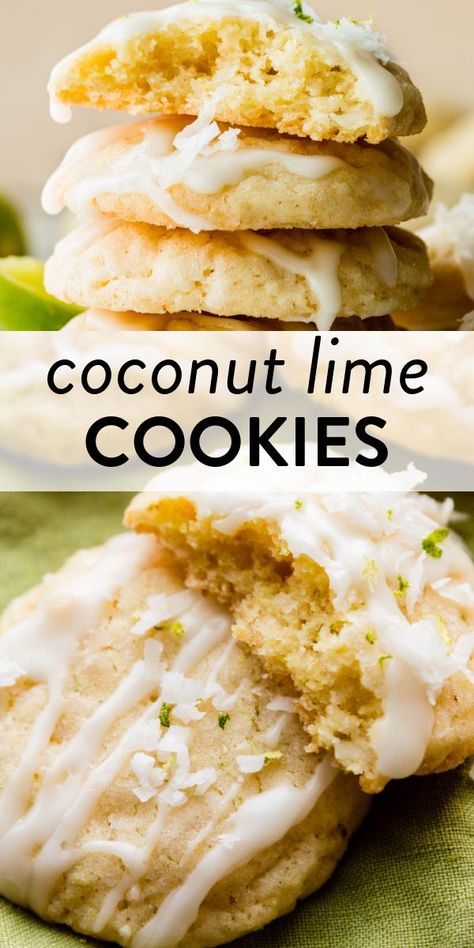 Coconut Lime Cookies Recipes, Lime Recipes Dessert Easy, Vegan Lime Dessert, Key Lime Cookies Recipe, Lime Cookies Recipes, What To Do With Limes, Lime Baking, Coconut Lime Cookies, Coconut Lime Recipes