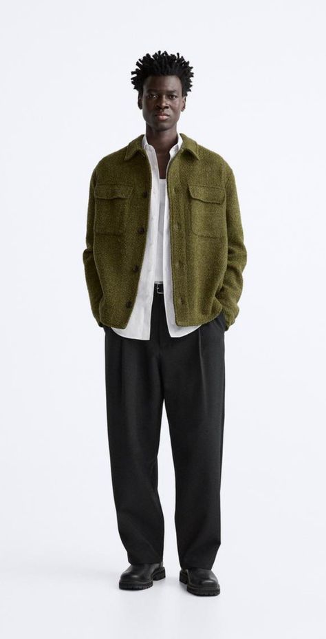 Textured Fabric, Moss Green, Massimo Dutti, Trouser Jeans, Lapel Collar, Skirt Top, Shirt Jacket, Blazer Suit, Jean Shirts