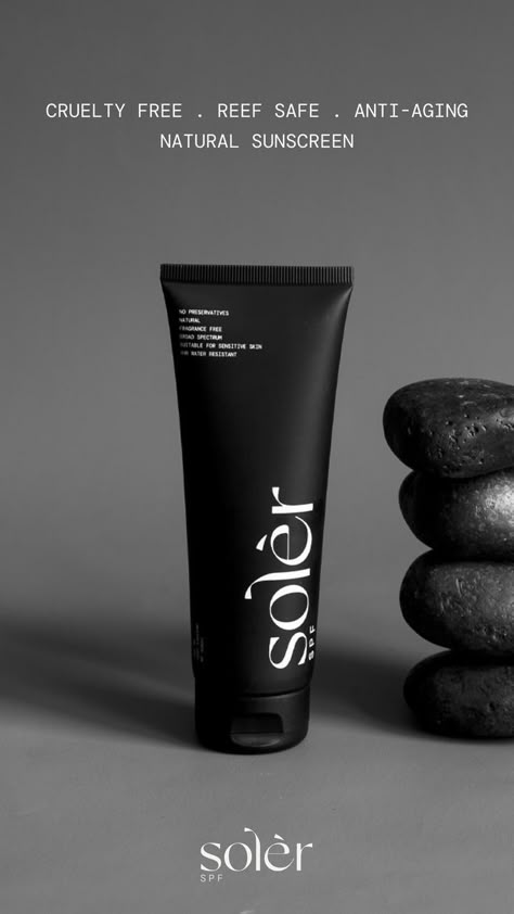 Black Cosmetics Packaging, Black Product Photography, Cosmetic Graphic Design, Dark Product Photography, Mens Skin Care Packaging, Mens Cosmetics, Men Cosmetic, Black Skincare, All Natural Sunscreen