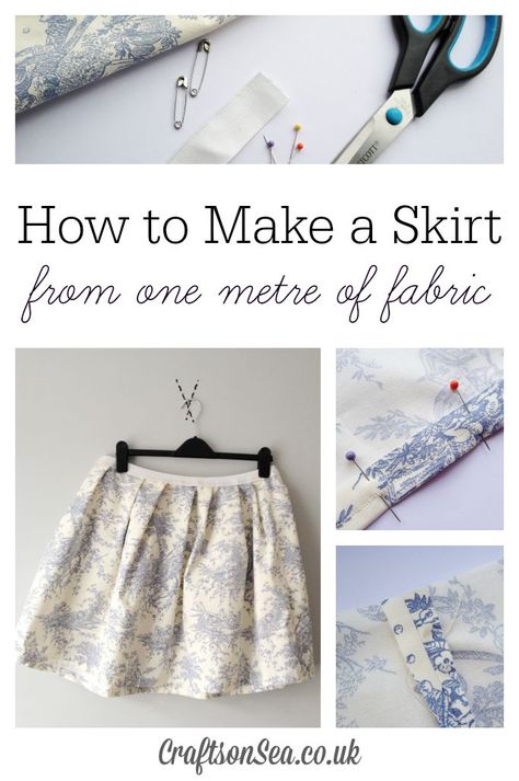 Follow this simple tutorial on how to make a skirt from one meter of fabric and make a cute garment that you'll love! Will work with one yard of fabric too! Diy Clothes Easy, How To Make A Skirt, Make A Skirt, Clothes Upcycle, Design Club, Fabric Crafts Diy, Diy Clothes Refashion, Diy Fabric Crafts, Diy Clothes Videos