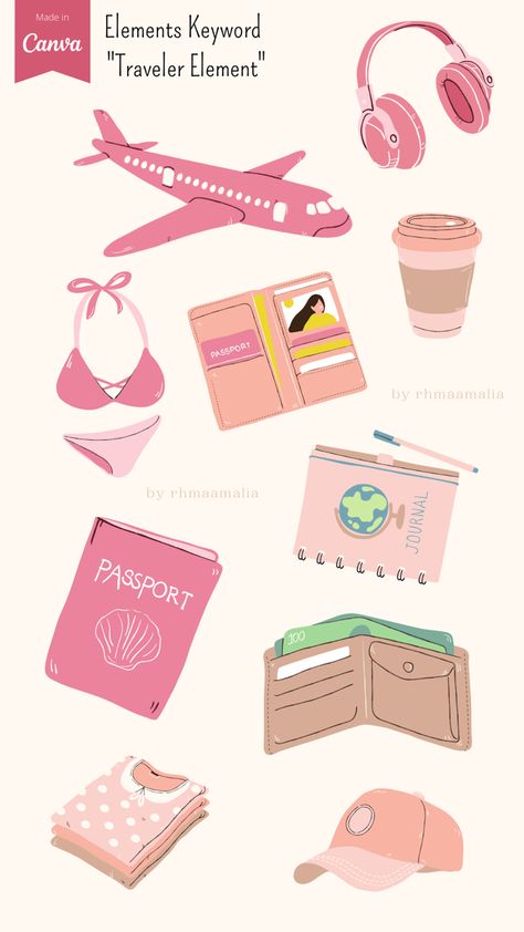 Traveler Element “Pink” Edition Canva Travel Elements, Canva Pink Elements, Canva Elements Keyword Free, Canvas Elements, Canva Keywords Elements, Travel Elements, Canva Keywords, Canva Frames, Keyword Elements Canva