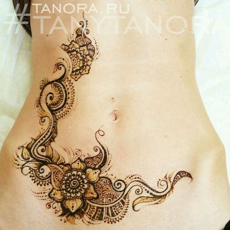 Stomach Henna Tattoo, Henna Tattoo Designs Stomach, Body Mehndi Designs, Full Body Mehndi, Lower Abdomen Tattoo Women, Stomach Henna, Body Mehndi, Mehndi Designs Indian, Full Body Henna