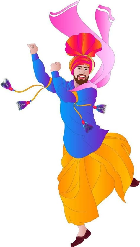 Punjabi bhangra dancer in harvest festival Lohari, vector illustration Bhangra Dance Images, Bhangra Dance Drawing, Punjabi Culture Art, Lohri Decor, Rangla Punjab, Punjabi Bhangra, Gurudwara Sahib, Culture Activities, Dancer Photo