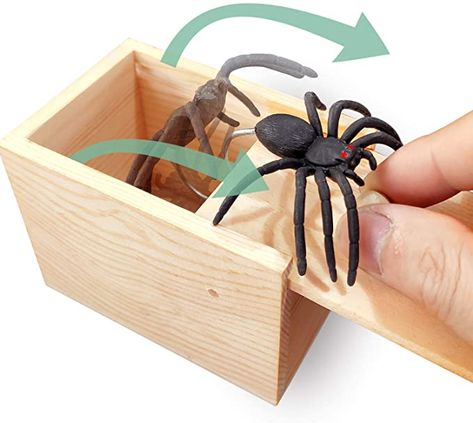 Amazon.com: AHCAI GIIOASA Rubber Spider Prank Box，Handcrafted Wooden Prank Box, Spider in Box Prank Hilarious Box Surprise Toy and Gag Gift Practical Joke-Single: Toys & Games Spider Prank, Prank Box, Prank Gift Boxes, Scary Pranks, Pranks For Kids, Halloween Pranks, Spider Toy, Spiders Funny, Spiders Scary