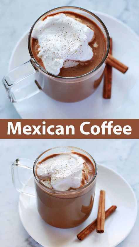 Mexican Coffee - A Beautiful Mess Mexican Coffee Recipe, Mexican Mocha, Coffee Brewing Methods, White Drinks, Mexican Coffee, Easy Coffee Recipes, Mexican Hot Chocolate, Dessert Party, Easy Mexican