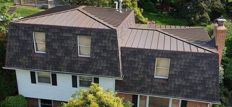 Mansard roofs present problems | Classic Metal Roofing Systems Metal Roofing Systems, Metal Roof Houses, Gambrel Style, Roofing Options, Basement Remodel Diy, Roofing Ideas, Gambrel Roof, Mansard Roof, Roof Replacement